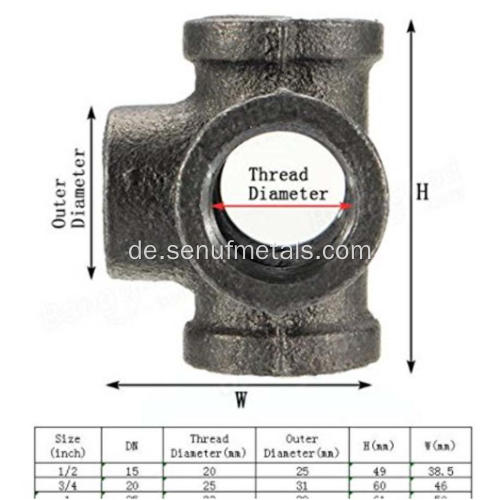 Cast Pipe Fitting 5-Wege-Kreuz